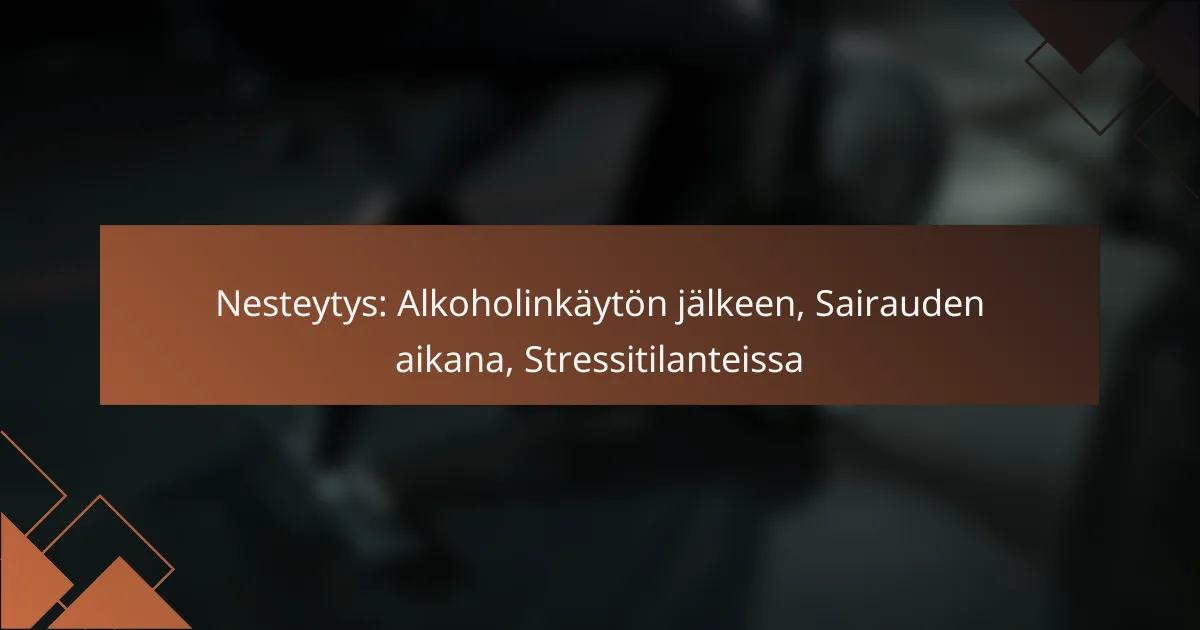 Nesteytys: Alkoholinkäytön jälkeen, Sairauden aikana, Stressitilanteissa