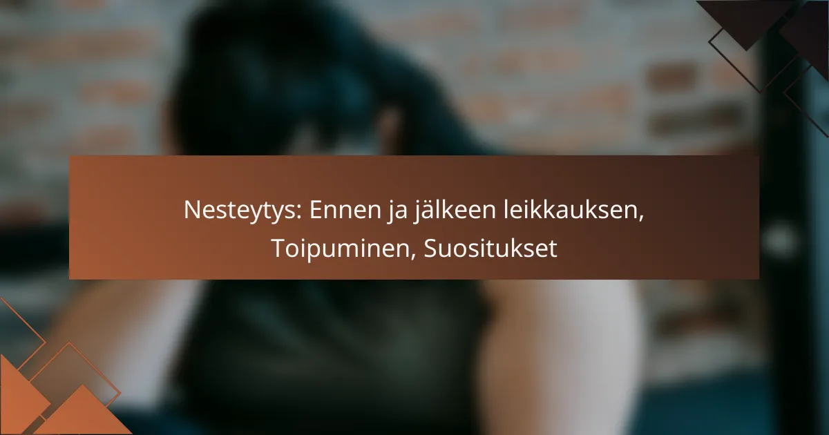 Nesteytys: Ennen ja jälkeen leikkauksen, Toipuminen, Suositukset