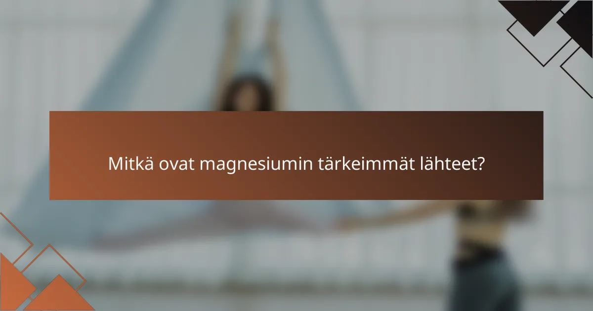 Mitkä ovat magnesiumin tärkeimmät lähteet?